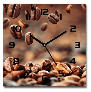 Skleněné hodiny čtverec Zrnka kávy pl_zsk_30x30_c-f_49006486