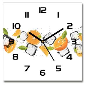 Skleněné hodiny čtverec Pomeranče s ledem pl_zsk_30x30_c-f_50150012