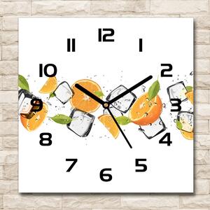 Skleněné hodiny čtverec Pomeranče s ledem pl_zsk_30x30_c-f_50150012