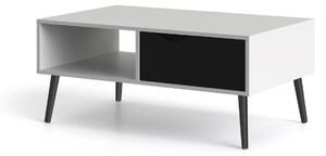 Konferenční stolek OSLO 75384 v bílé barvě se zásuvkou v černé barvě