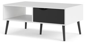 Konferenční stolek OSLO 75384 v bílé barvě se zásuvkou v černé barvě