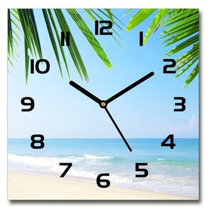 Skleněné hodiny čtverec Tropická pláž pl_zsk_30x30_c-f_5838209