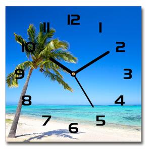 Skleněné hodiny čtverec Tropická pláž pl_zsk_30x30_c-f_60645814