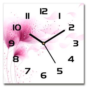 Skleněné hodiny čtverec Růžové květiny pl_zsk_30x30_c-f_59922852