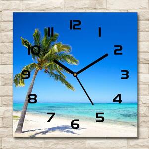 Skleněné hodiny čtverec Tropická pláž pl_zsk_30x30_c-f_60645814