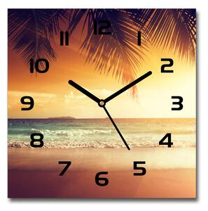 Skleněné hodiny čtverec Tropická pláž pl_zsk_30x30_c-f_61252272