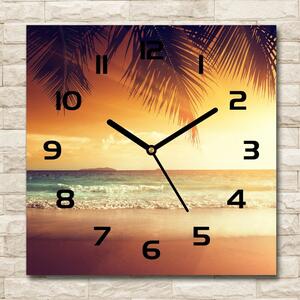 Skleněné hodiny čtverec Tropická pláž pl_zsk_30x30_c-f_61252272