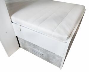 SZYNAKA Trendline Multifunkční patrová postel - MAX, 2x 90x200 cm, matná bílá/beton