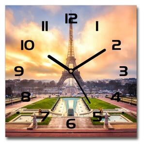 Skleněné hodiny čtverec Eiffelova věž Paříž pl_zsk_30x30_c-f_61738045