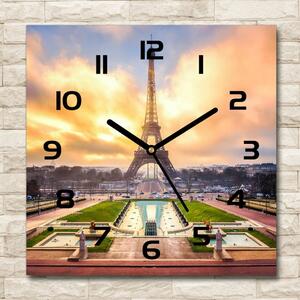 Skleněné hodiny čtverec Eiffelova věž Paříž pl_zsk_30x30_c-f_61738045