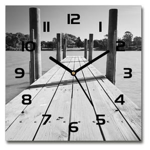 Skleněné hodiny čtverec Dřevěné molo pl_zsk_30x30_c-f_62200965