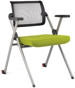 MERCURY Konferenční skládací židle A7 šedý rám, látka černá a zelená