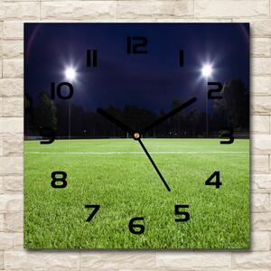 Skleněné hodiny čtverec Fotbalové hřiště pl_zsk_30x30_c-f_65103124