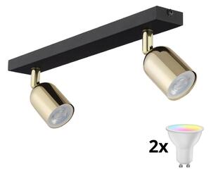 LED RGBW Stmívatelné bodové svítidlo TOP 2xGU10/6,5W/230V 2700-6500K černá/zlatá