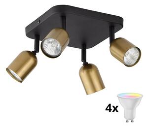 LED RGBW Stmívatelné bodové svítidlo TOP 4xGU10/6,5W/230V 2700-6500K zlatá/černá