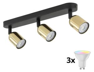 LED RGBW Stmívatelné bodové svítidlo TOP 3xGU10/6,5W/230V 2700-6500K černá/zlatá