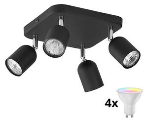 LED RGBW Stmívatelné bodové svítidlo TOP 4xGU10/6,5W/230V 2700-6500K černá