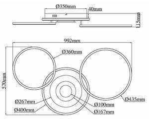 Globo 67824-40 - LED Stm stropní svítidlo MILES 40W/230V 57x99,2 cm stříbrná+DO
