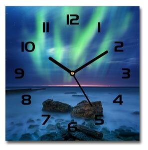 Skleněné hodiny čtverec Polární záře pl_zsk_30x30_c-f_66399805
