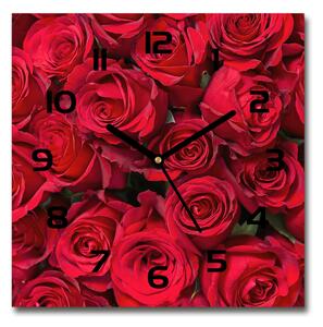 Skleněné hodiny čtverec Červené růže pl_zsk_30x30_c-f_67561194