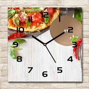 Skleněné nástěnné hodiny čtverec Pizza pl_zsk_30x30_c-f_68071696