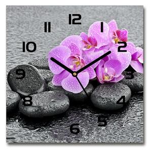 Skleněné hodiny čtverec Orchidej a kamení pl_zsk_30x30_c-f_69189175