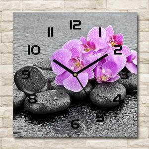 Skleněné hodiny čtverec Orchidej a kamení pl_zsk_30x30_c-f_69189175