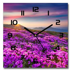 Skleněné hodiny čtverec Květiny v horách pl_zsk_30x30_c-f_70454274