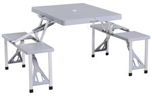 Outsunny Kempingový skládací hliníkový stůl se 4 sedadly 135,5 x 84,5x 66 cm