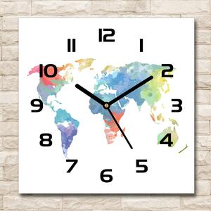 Skleněné hodiny na stěnu Mapa světa pl_zsk_30x30_c-f_69891500
