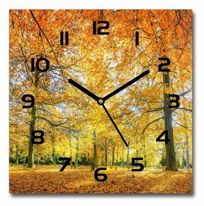 Skleněné hodiny čtverec Podzimní les pl_zsk_30x30_c-f_70578437