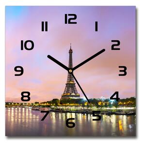 Skleněné hodiny čtverec Eiffelova věž Paříž pl_zsk_30x30_c-f_73567490