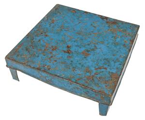 Čajový stolek, kovový, tyrkysová patina, 40x40x13cm (1H)