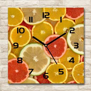 Skleněné hodiny čtverec Citrusové ovoce pl_zsk_30x30_c-f_75221709