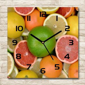 Skleněné hodiny čtverec Citrusové ovoce pl_zsk_30x30_c-f_75213206