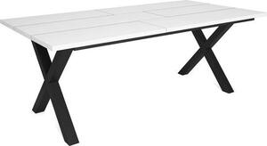 Jídelní stoly Happyment Duvi – Obdélníkový jídelní stl pro 4–8 osob – Masivní dřevo a kovové nohy ve tvaru X – Moderní – erný – 200 x 90 x 75 cm