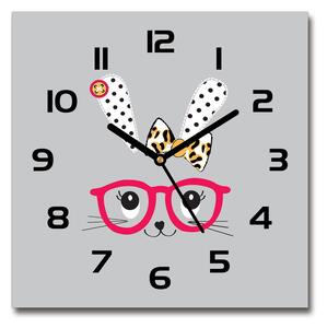 Skleněné hodiny čtverec Králík v brýlích pl_zsk_30x30_c-f_77476697