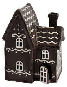Dům Vánoc Keramický svícen Domek - Perníková chaloupka hnědý lesklý 16 cm