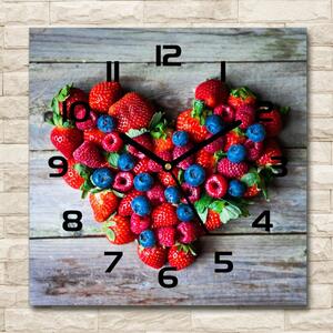 Skleněné hodiny čtverec Srdce z ovoců pl_zsk_30x30_c-f_77424727