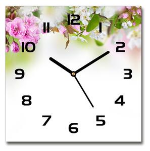 Skleněné hodiny čtverec Jarní květiny pl_zsk_30x30_c-f_79458656