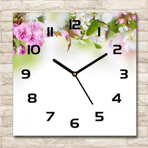 Skleněné hodiny čtverec Jarní květiny pl_zsk_30x30_c-f_79458656