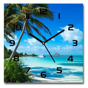 Skleněné hodiny na stěnu Tropická pláž pl_zsk_30x30_c-f_80340825
