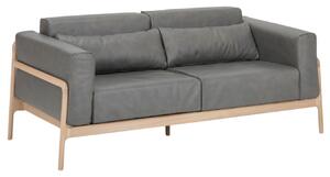Gazzda Šedá kožená dvoumístná pohovka Fawn 180 cm