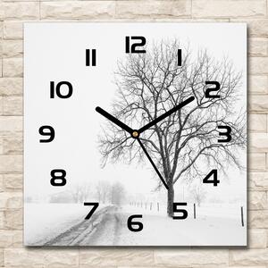 Skleněné hodiny na stěnu Strom zima pl_zsk_30x30_c-f_80032038