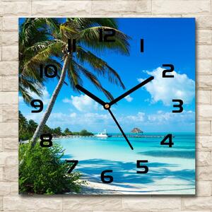 Skleněné hodiny na stěnu Tropická pláž pl_zsk_30x30_c-f_80340825