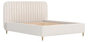 Maison de Rêve Světle béžová čalouněná dvoulůžková postel NOTO 160 x 200 cm s úložným prostorem
