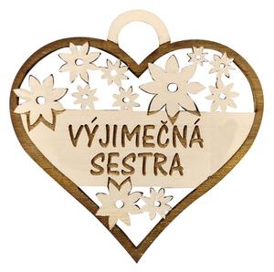 AMADEA Dřevěné srdce s textem "vyjimečná sestra", 7 cm, český výrobek