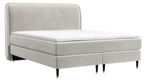 Maison de Rêve Světle béžová sametová postel boxspring OFFO 200 x 200 cm