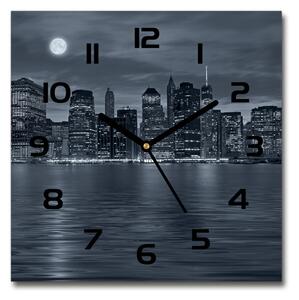 Skleněné hodiny čtverec New York noc pl_zsk_30x30_c-f_81226490