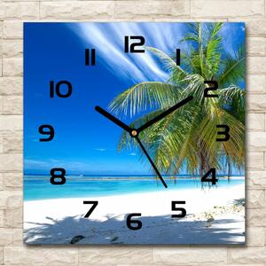 Skleněné hodiny čtverec Tropická pláž pl_zsk_30x30_c-f_82585815